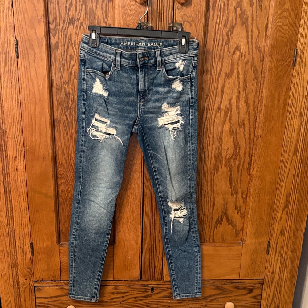 American Eagle Outfitters Women's Ripped Blue Skinny Jeans